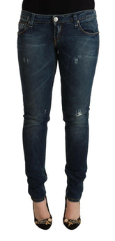 Acht Blue Washed Low Waist Slim Fit Denim Jeans -   -  Acht.
